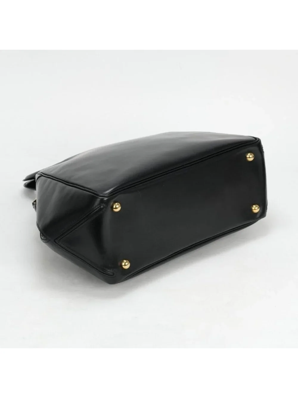 Hermes Tote Box Calf Noir Black Gold Handbag Vintage Antique Out of Print Rare